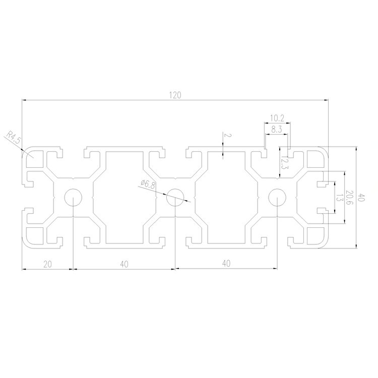 EFE8-40120工業(yè)鋁型材尺寸圖